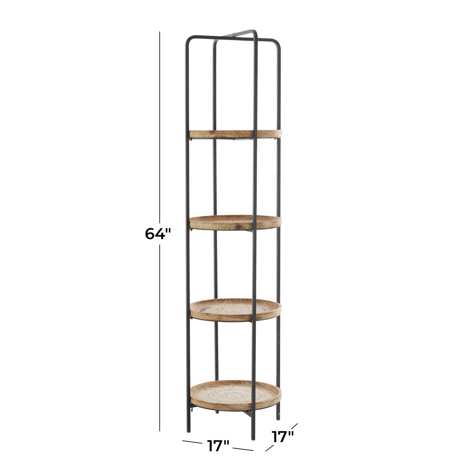 Brown Wood Traditional Shelving Unit 64" x 17" x 17"